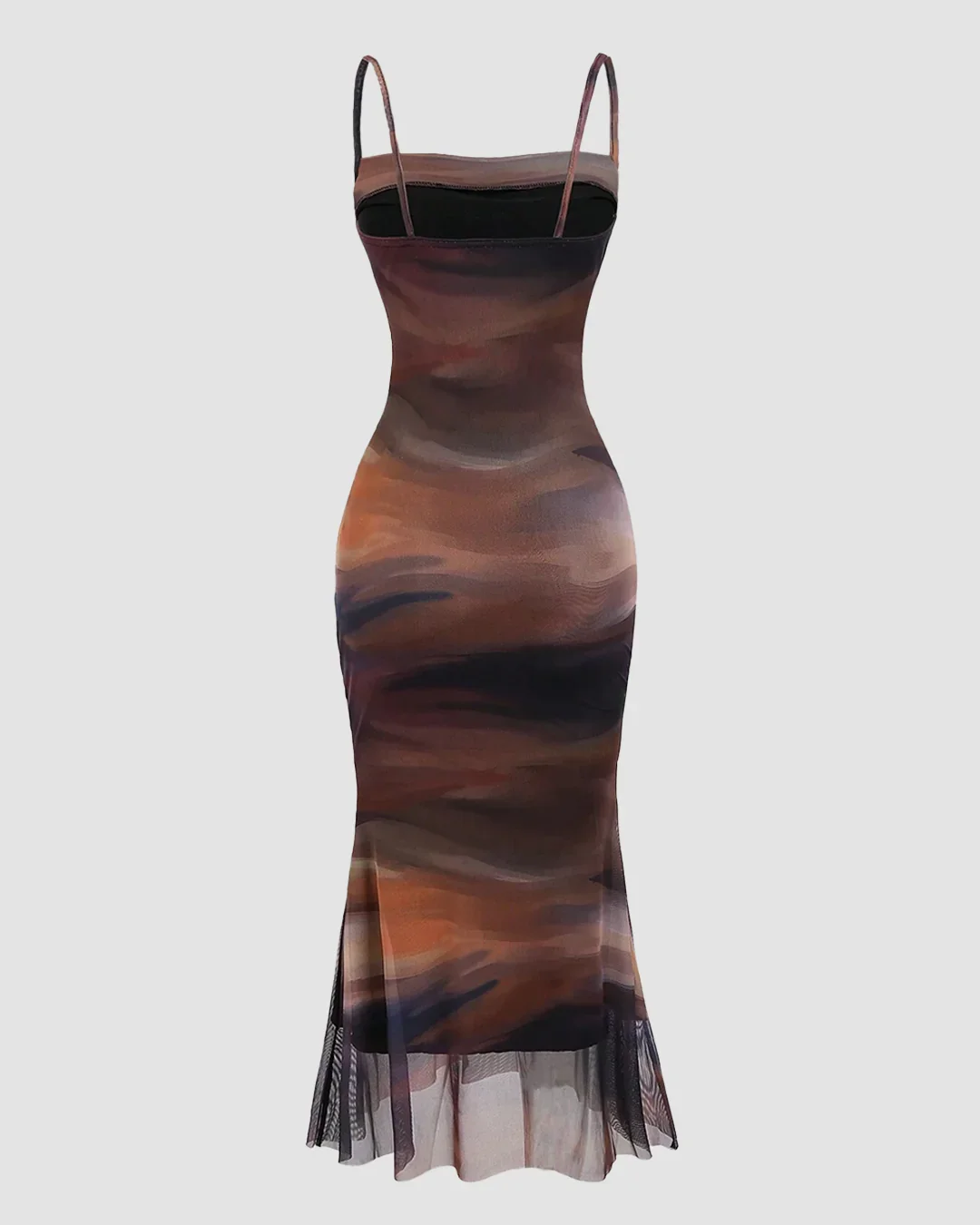 Ruched Sheer Mesh Mermaid Hem Dress - Image 2