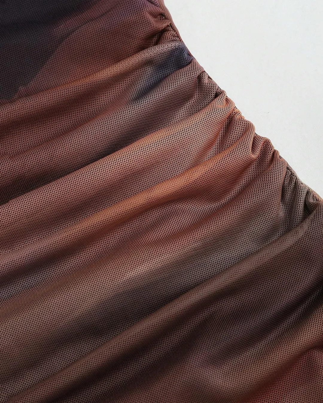 Ruched Sheer Mesh Mermaid Hem Dress - Image 3