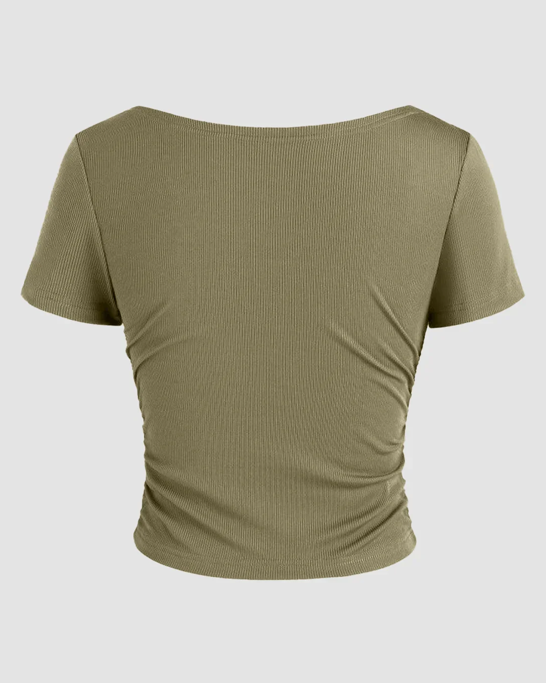 Ruched Short-Sleeve Off-The-Shoulder Top In Avocado - Image 2
