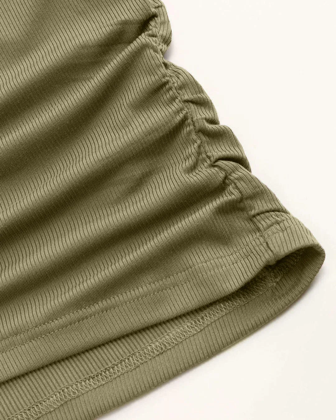 Ruched Short-Sleeve Off-The-Shoulder Top In Avocado - Image 3