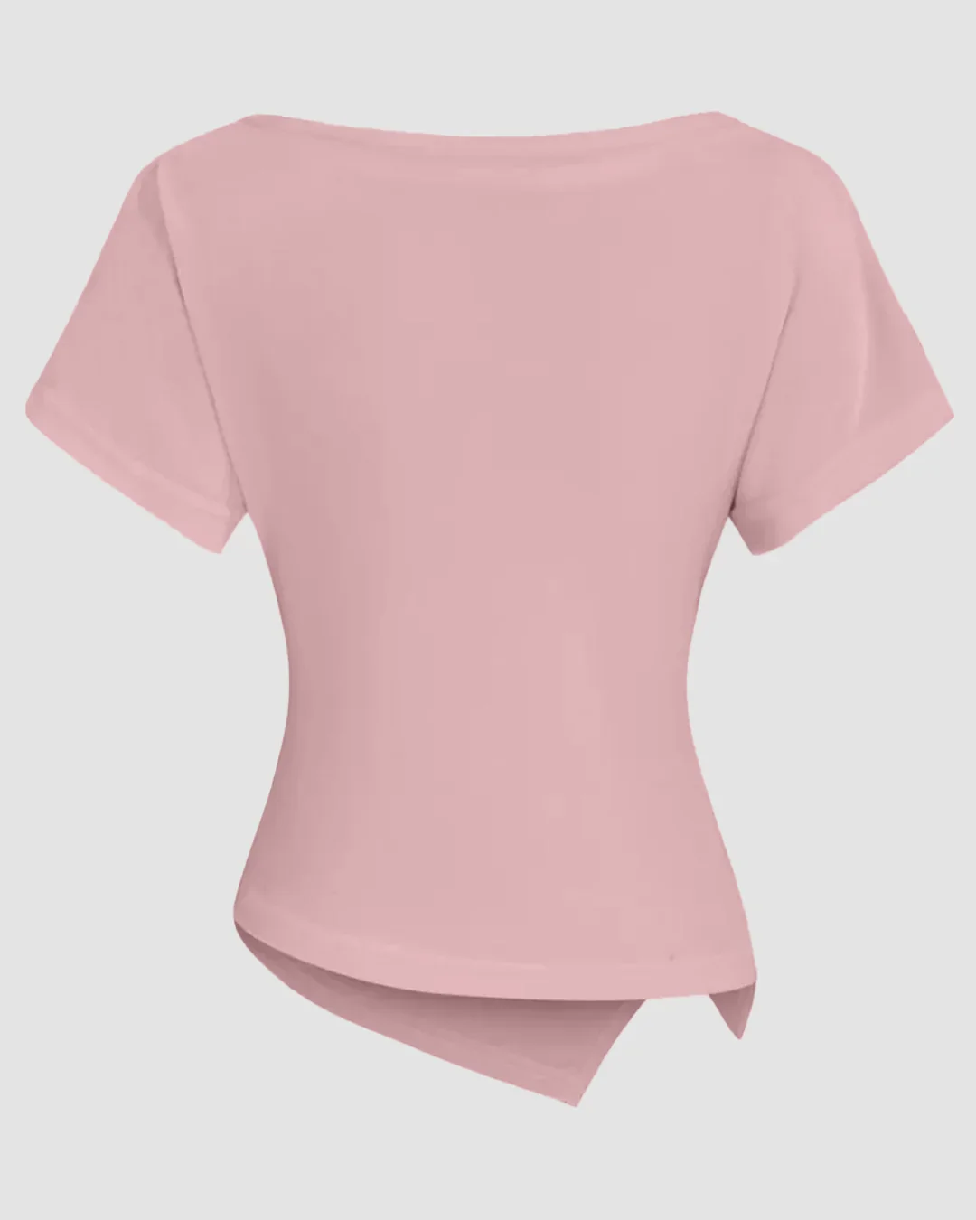 Ruched Side Asymmetrical Hem Top in Dusty Pink - Image 2