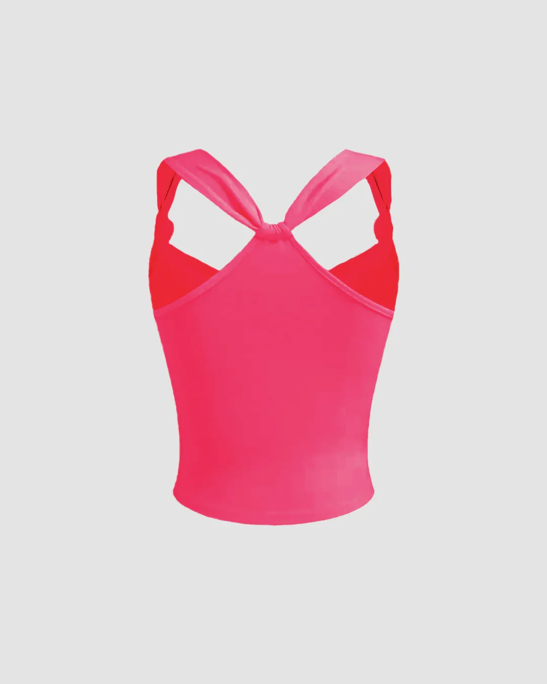 Ruched Strap Sweetheart Neck Top in Hot Pink - Image 2