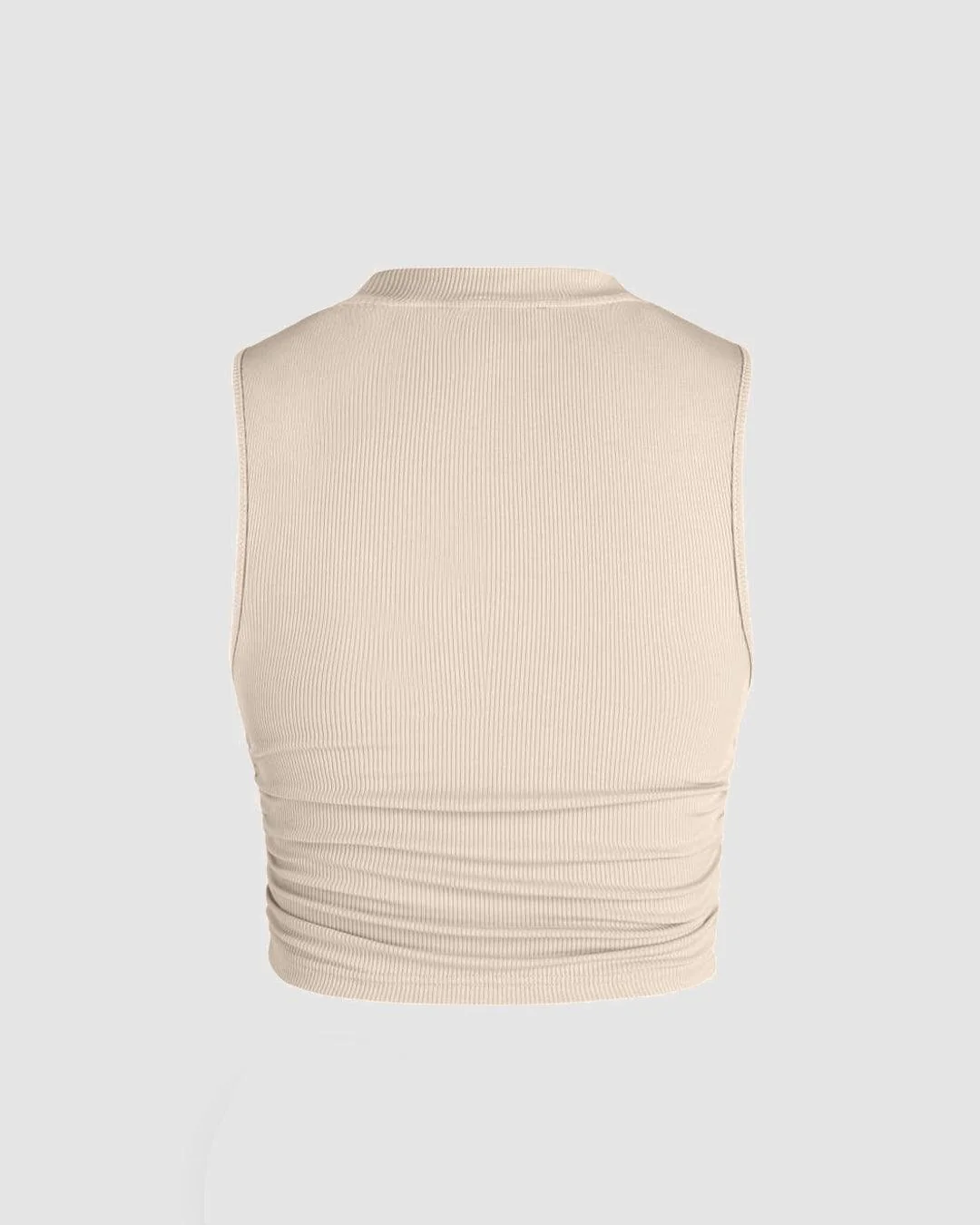 Ruched Tank Top & Elastic Waist Knotted Trousers Set In Light Black - Image 4