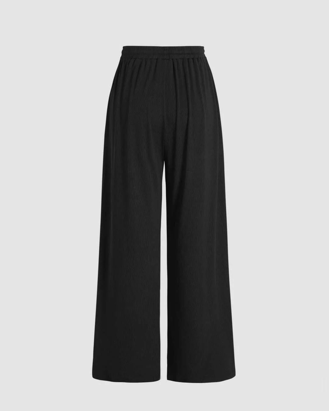 Ruched Tank Top & Elastic Waist Knotted Trousers Set In Light Black - Image 6