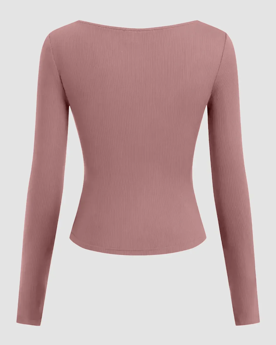 Ruched V-Neck Full Sleeve Top in Dusty Pink - Image 2