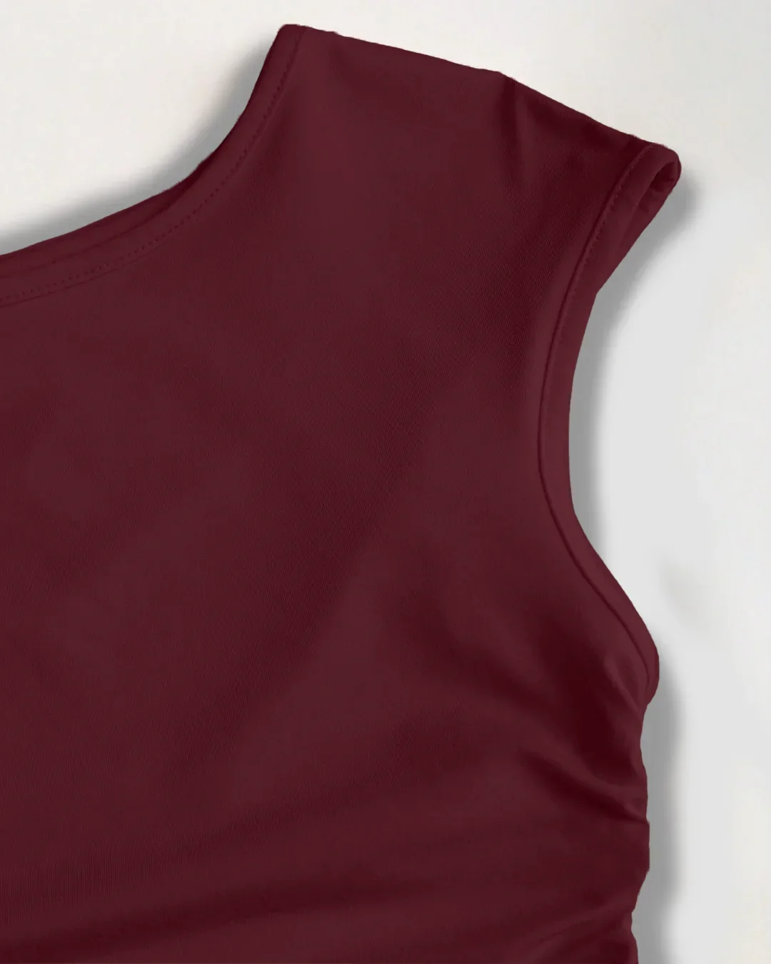 Ruched Waist Tiered Ruffle Mini Dress in Cherry - Image 3