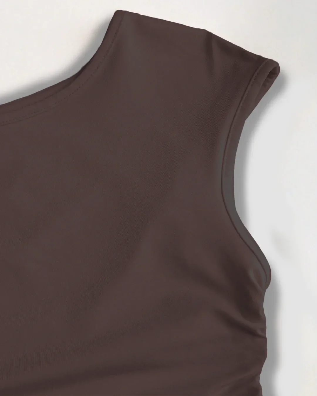 Ruched Waist Tiered Ruffle Mini Dress in Chocolate - Image 3