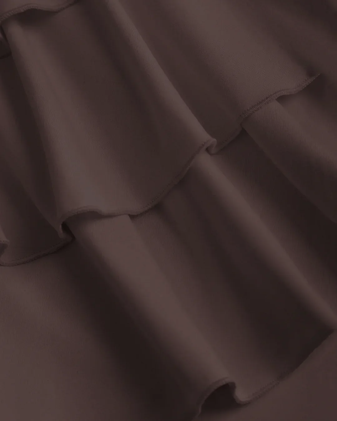 Ruched Waist Tiered Ruffle Mini Dress in Chocolate - Image 4
