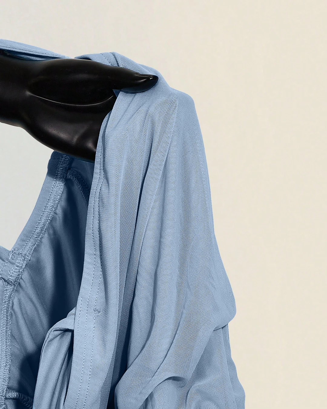 Ruffle Hem Square Neck Mini Fitted Dress in Dusty Blue - Image 3