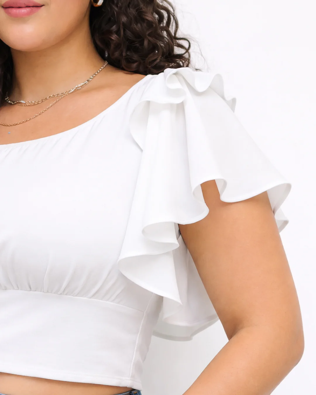 Ruffle Short Sleeve Crop Top Curve & Plus - Image 4
