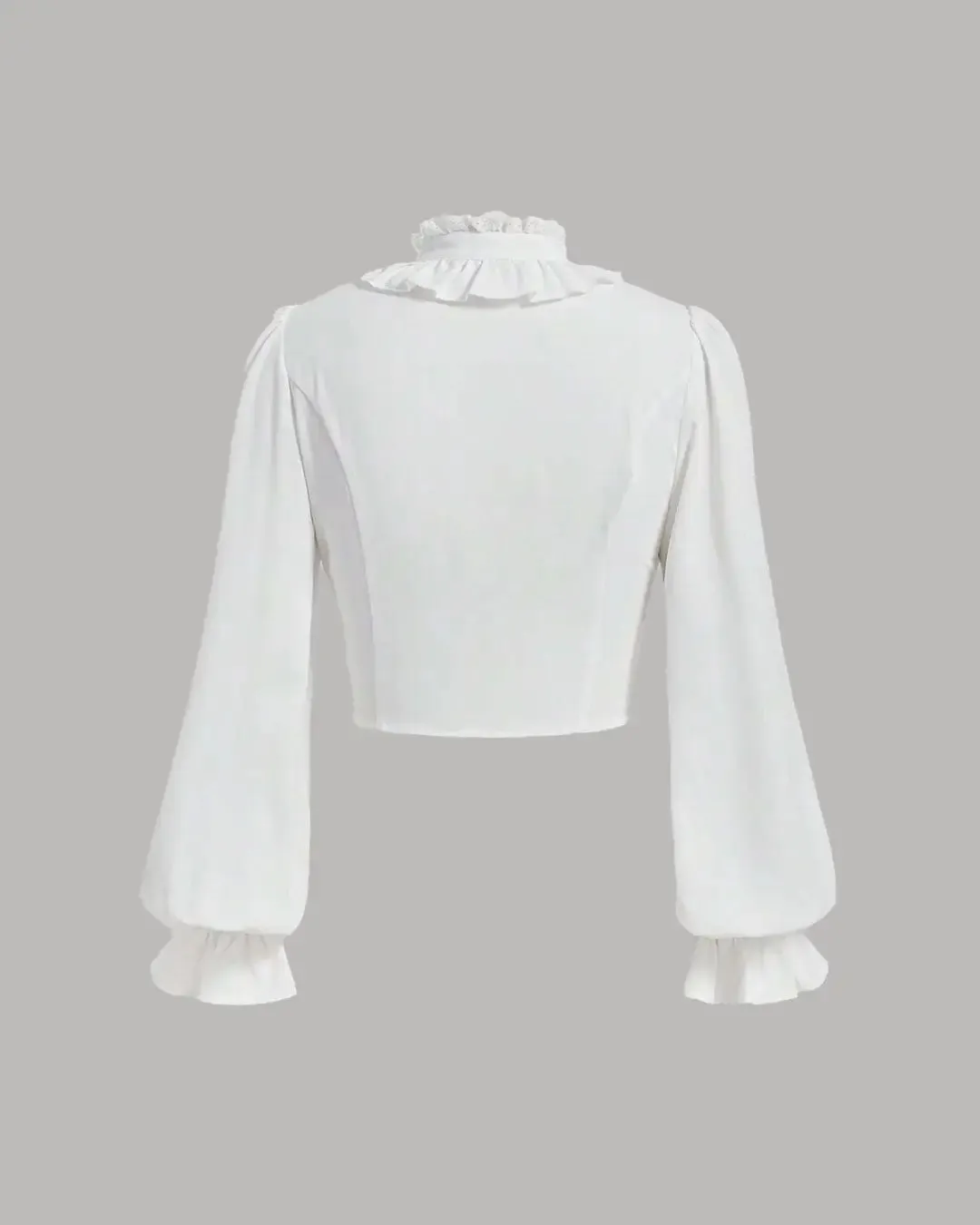 Ruffle Trim Flounce Sleeve Cropped Long Sleeve Top - Image 2