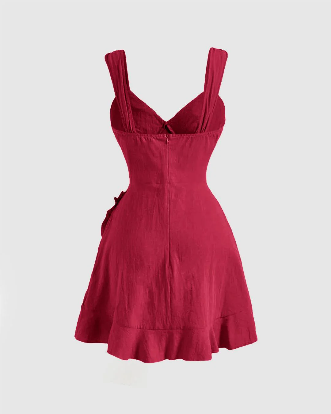 Ruffle Wrap V Neck Short Sleeve Tie Knot Short Dress In Hot Pink - Image 2