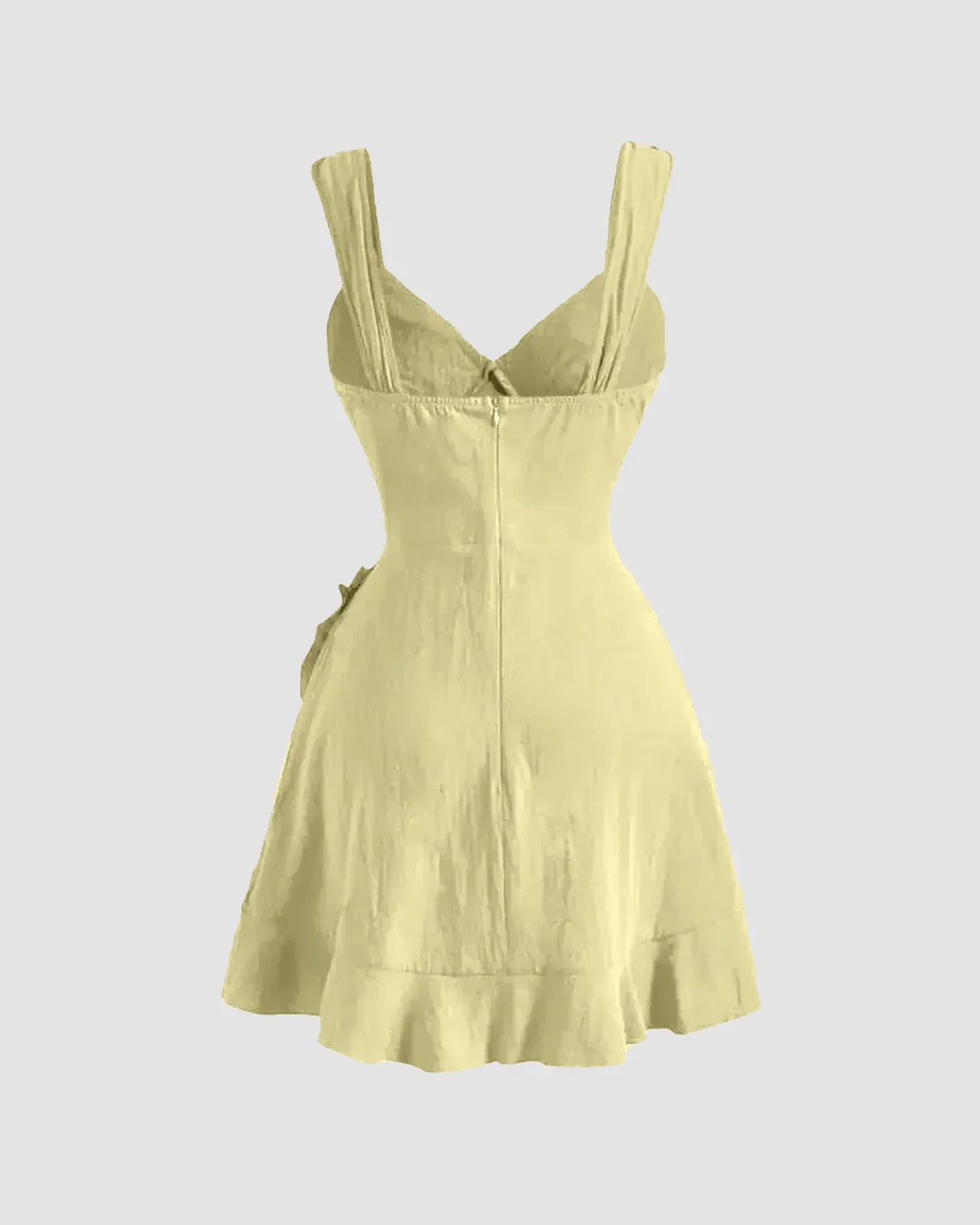 Ruffled Tie-Strap Mini Dress in French Vanilla - Image 2