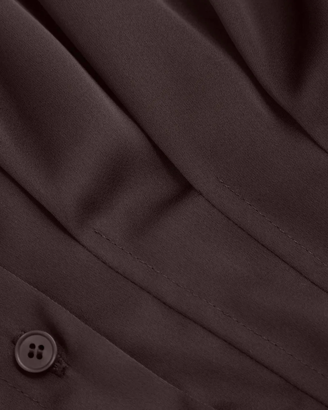 Satin Collar Pleated Cinched Short Sleeve Shirt in coffee - Image 4
