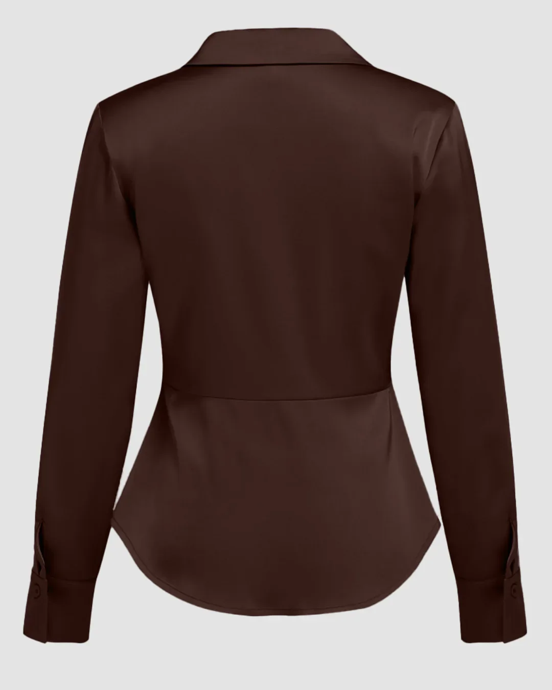 Satin Collared Button Down Full Sleeve Shirt in Brown - Image 3