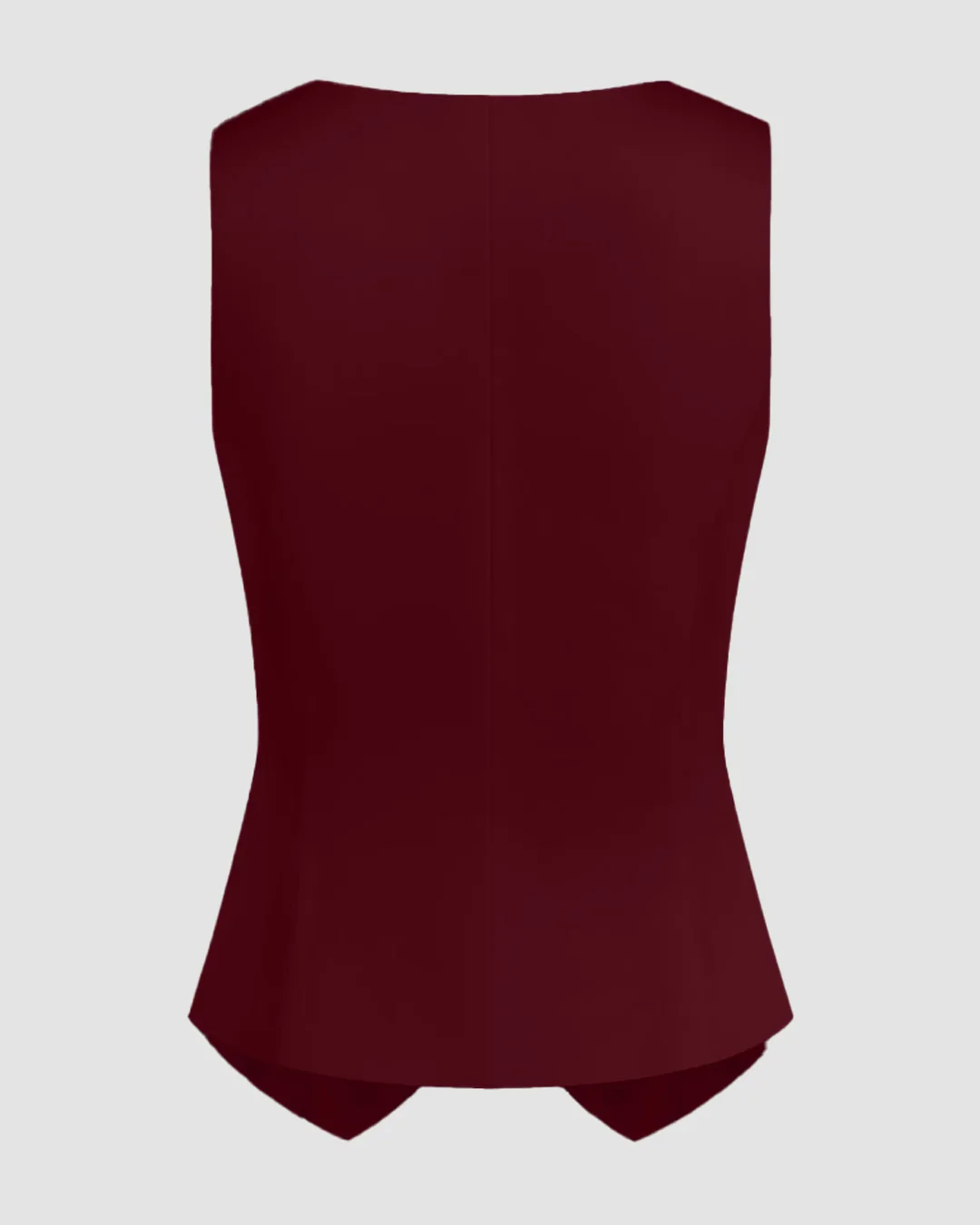 Satin V-neck Solid Button Vest in Red - Image 3