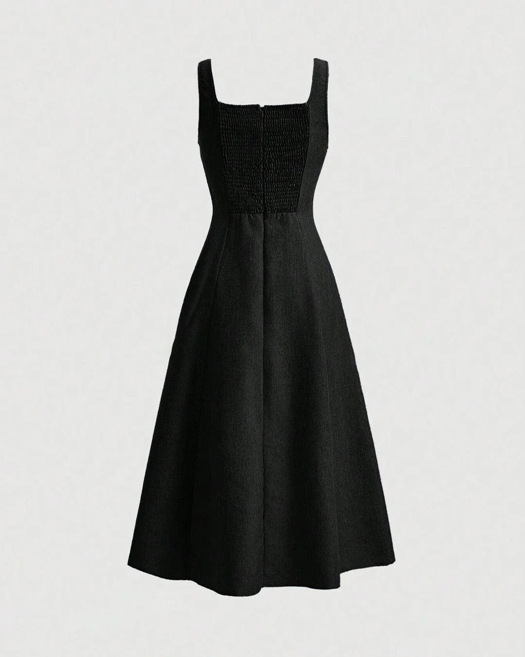 Scoop Neck Retro Style Midi Dresses In Black - Image 3