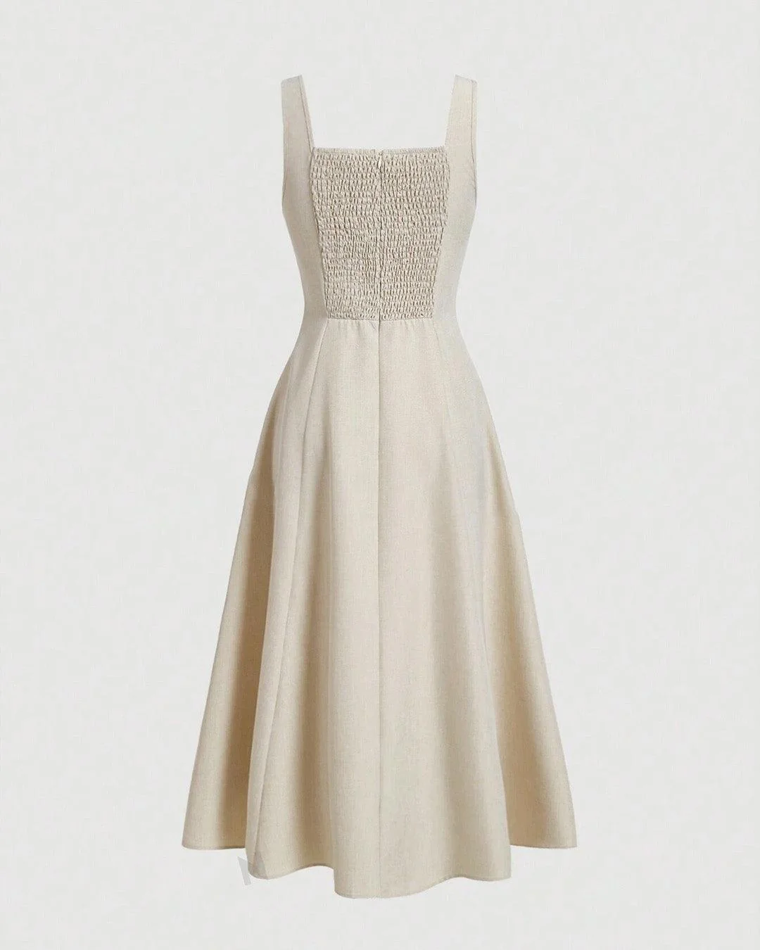 Scoop Neck Retro Style Midi Dress In Off-White - Image 3