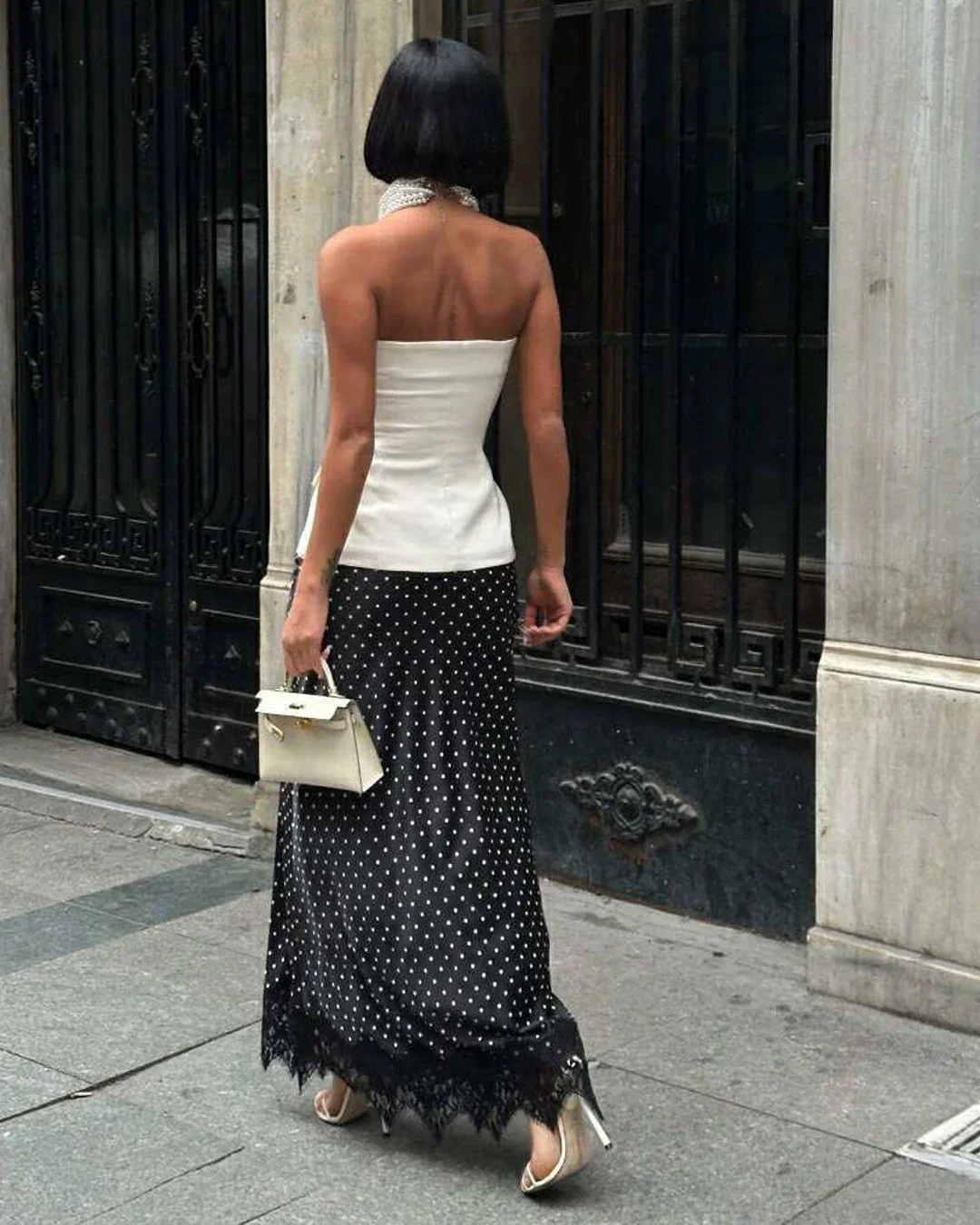 Set of 2 - Strapless Top and Polka Dots Long Skirt - Image 3