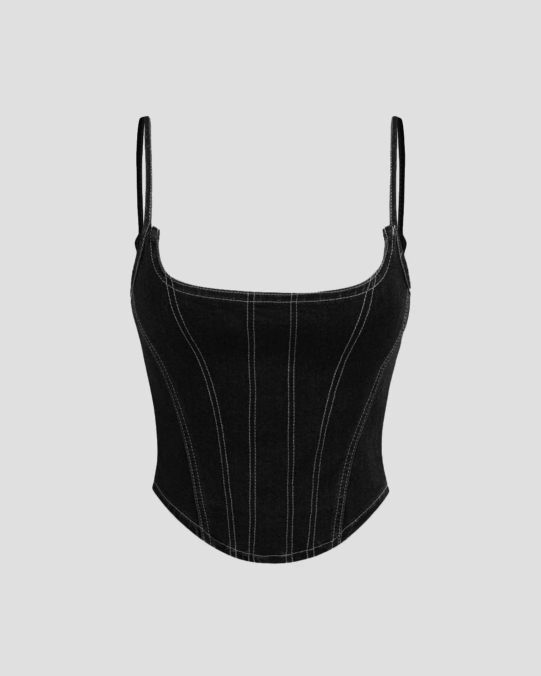 Set Of Two Corset Style Crop Top & Contrast Stitch Women's Cargo In Black - Image 3