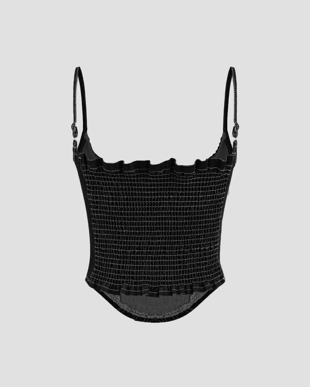 Set Of Two Corset Style Crop Top & Contrast Stitch Women's Cargo In Black - Image 4