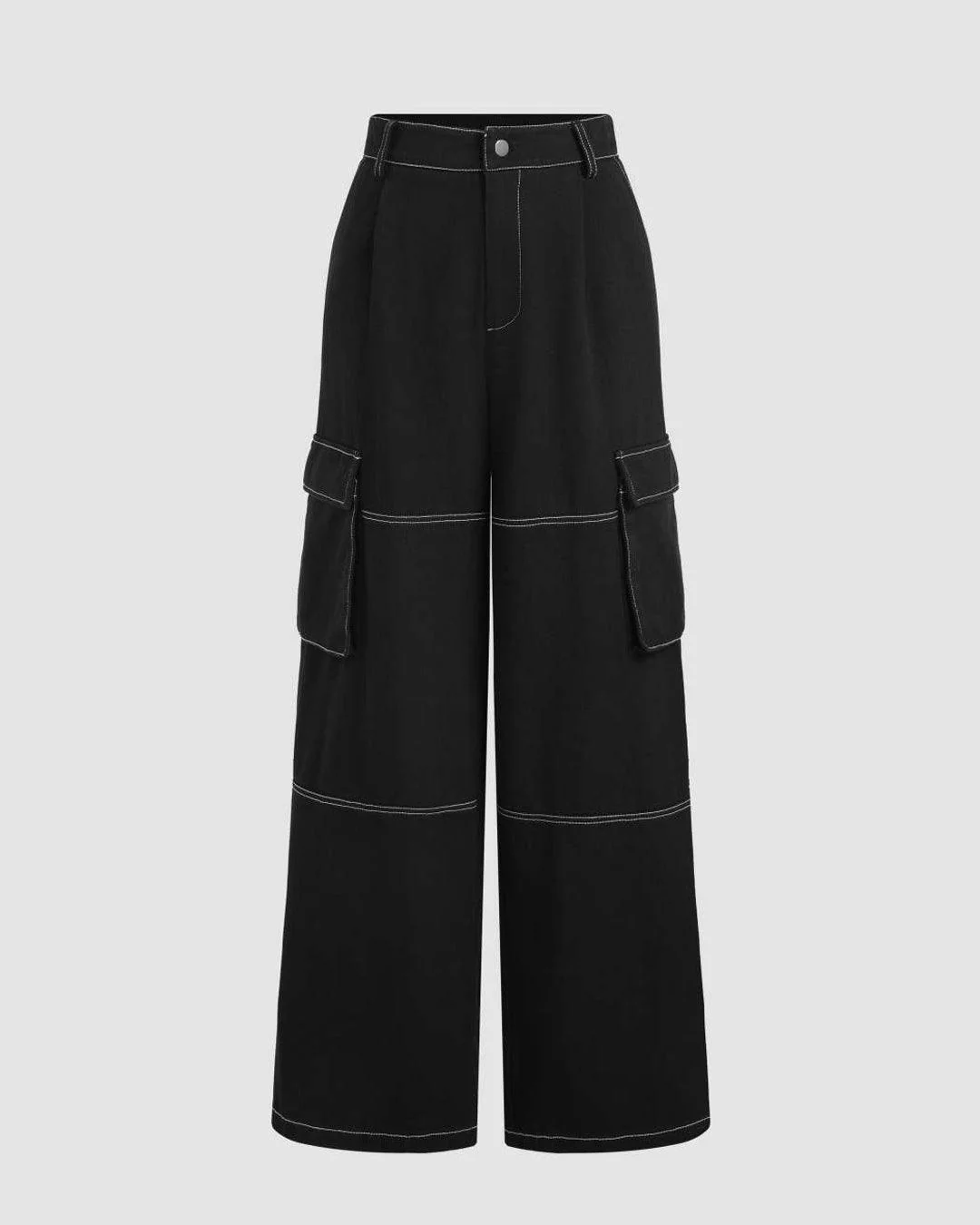 Set Of Two Corset Style Crop Top & Contrast Stitch Women's Cargo In Black - Image 5