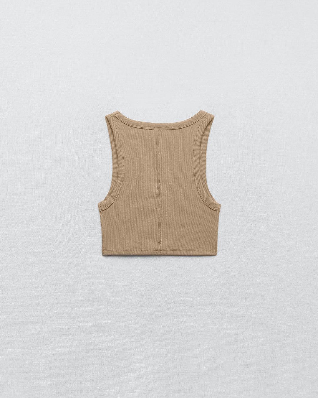 Set Of Two : Corset Style Top & Relaxed Fit Joggers in Light Brown - Image 5