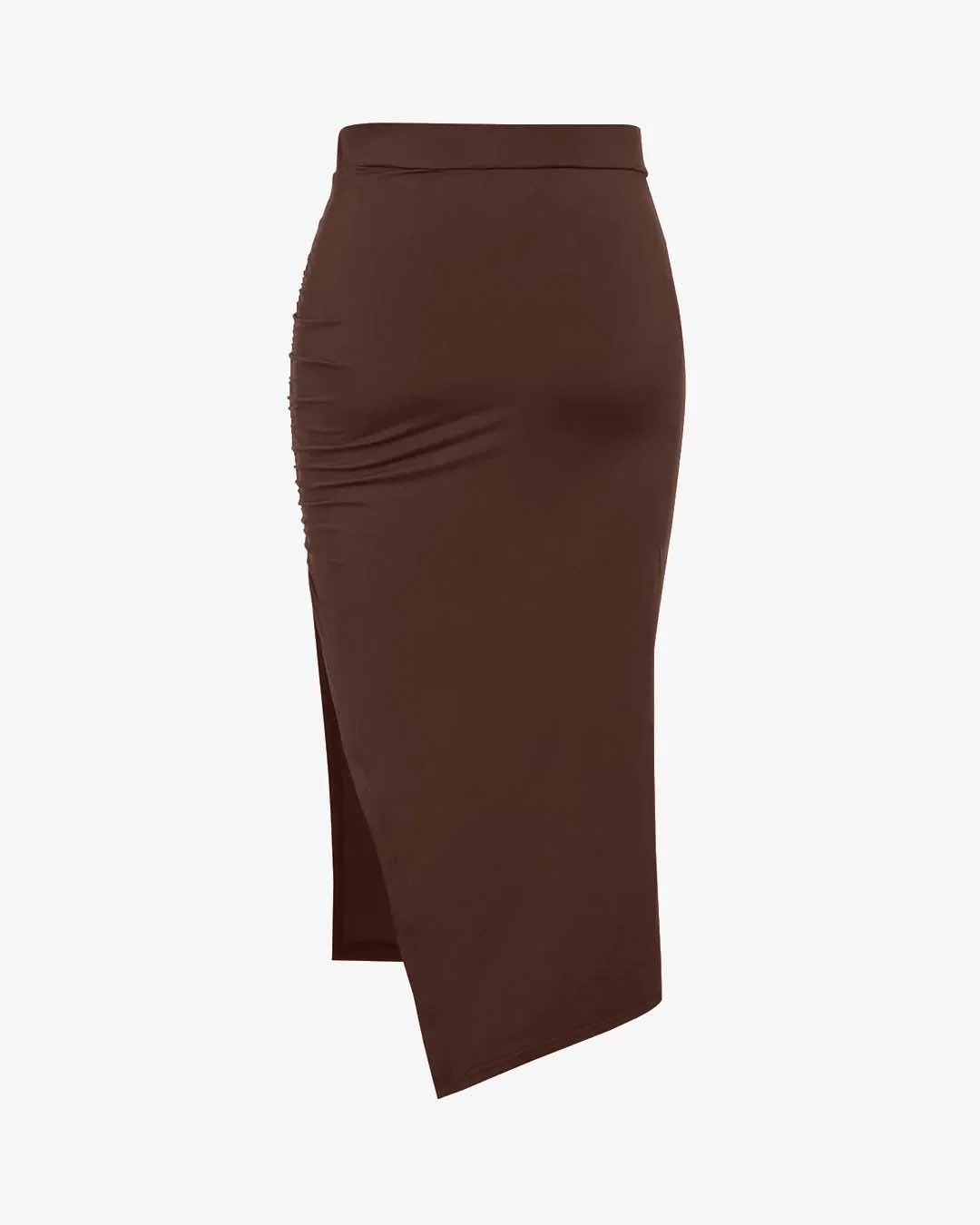 Set Of Two: Crop Top With High Waisted Side Split Skirt In Brown - Image 6