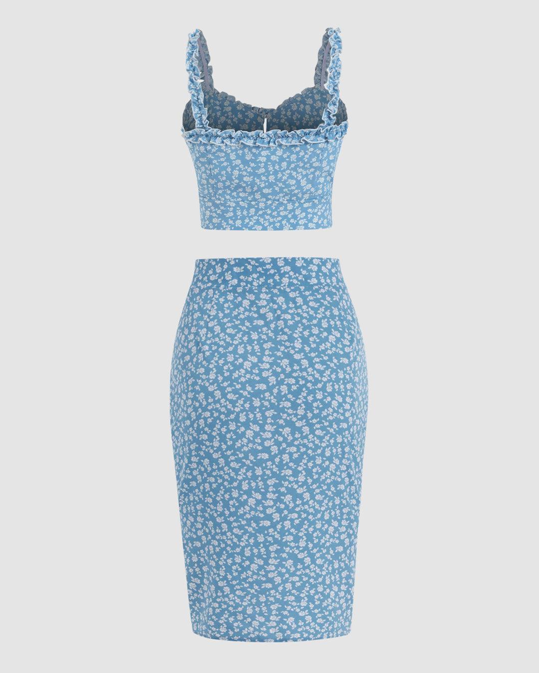 Set Of Two Floral Ditsy Print Sleeveless Top & Skirt - Image 2