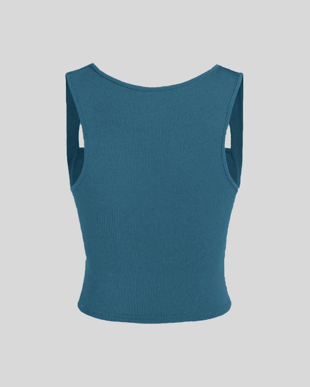 Set Of Two Ruched Square Neck Crop Top With Trouser In Teal Blue - Image 4