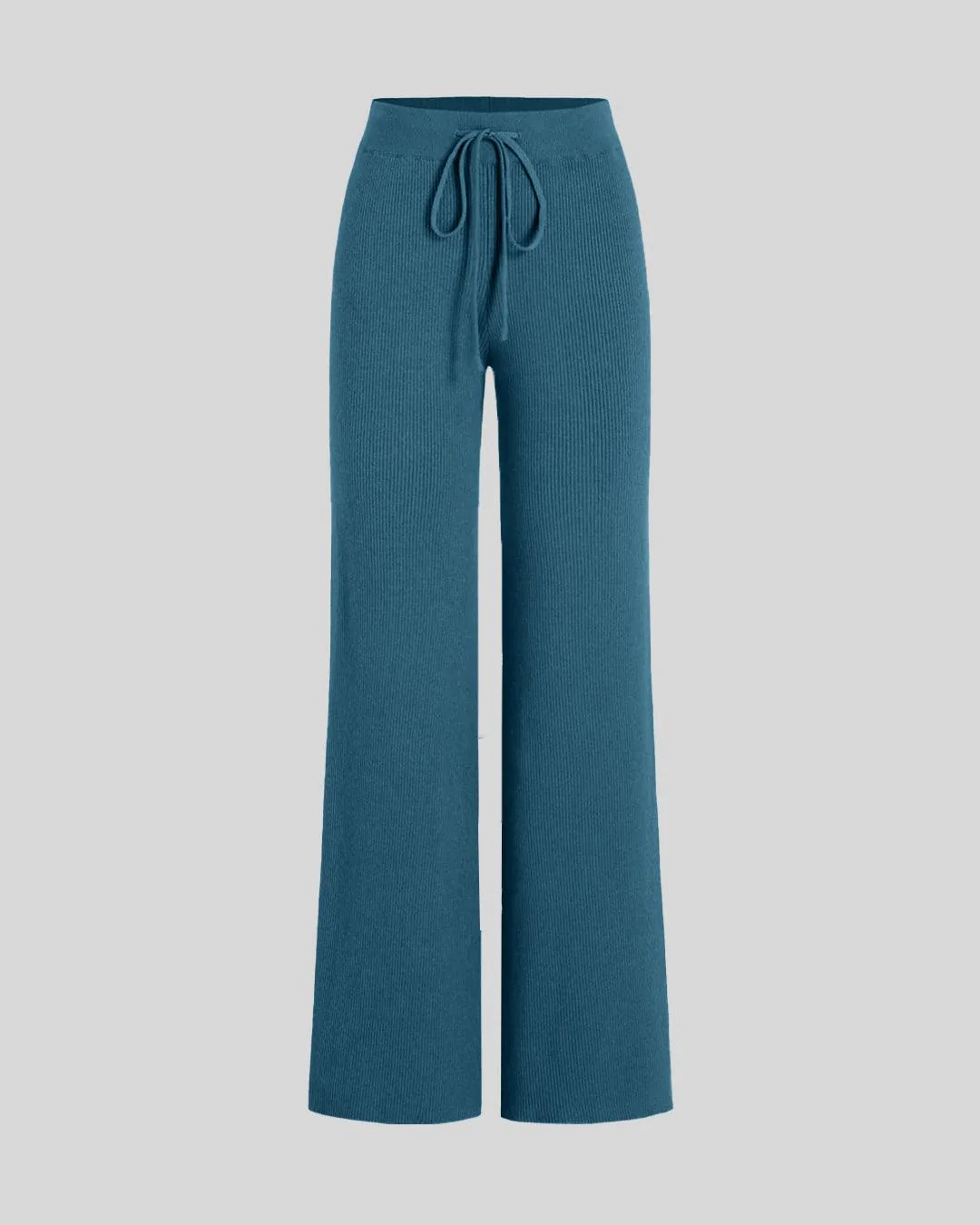 Set Of Two Ruched Square Neck Crop Top With Trouser In Teal Blue - Image 5