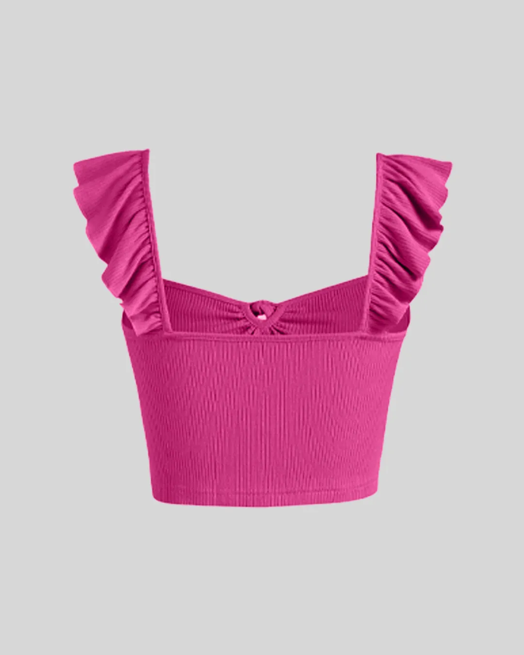 Set Of Two Vest Ruffle Top With Trouser In Hot Pink - Image 4