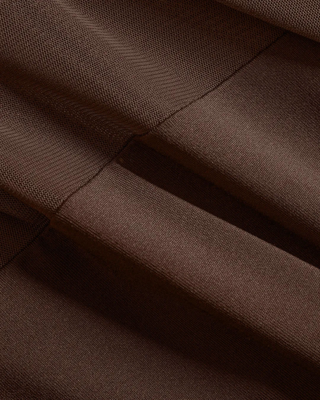 Sheer Mesh Mock Neck Long Sleeve Fitted Top In Coco Brown - Image 3