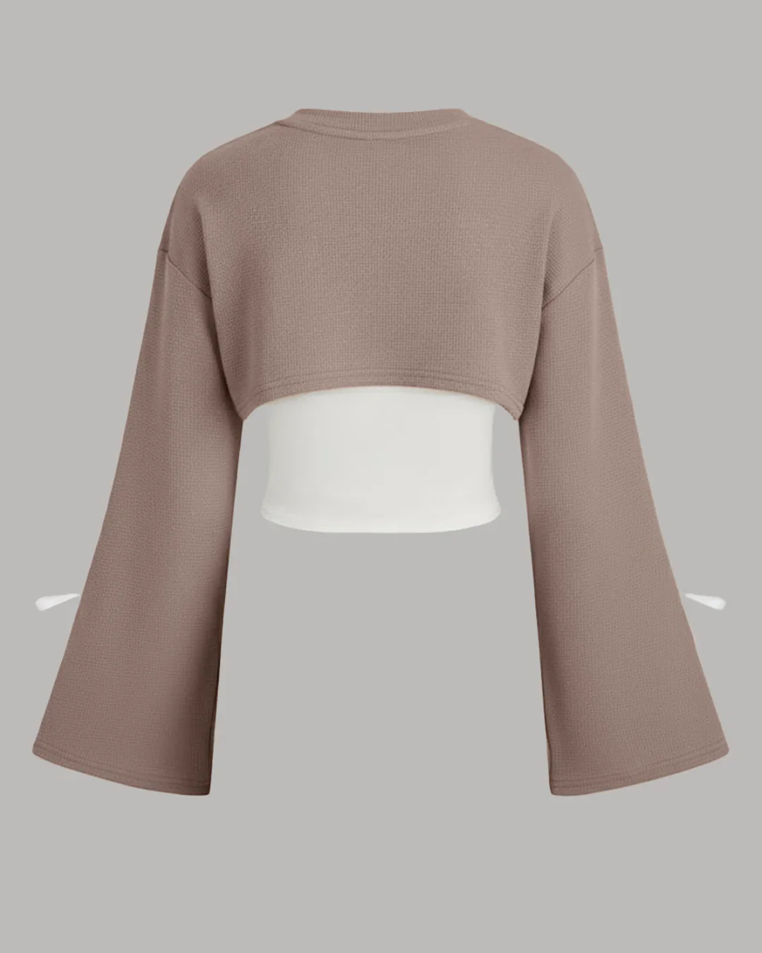 Casual Cut-Out Round Neck Full Sleeve Top in Pink and White - Image 2