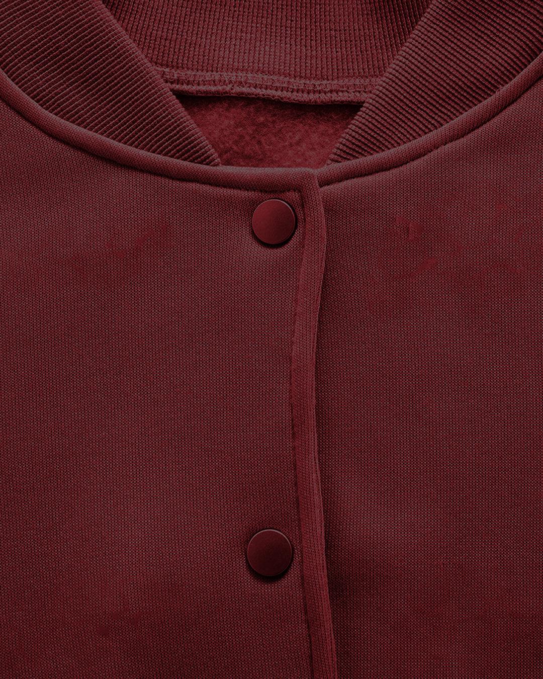 Solid Color Bomber Jacket In Cherry - Image 3
