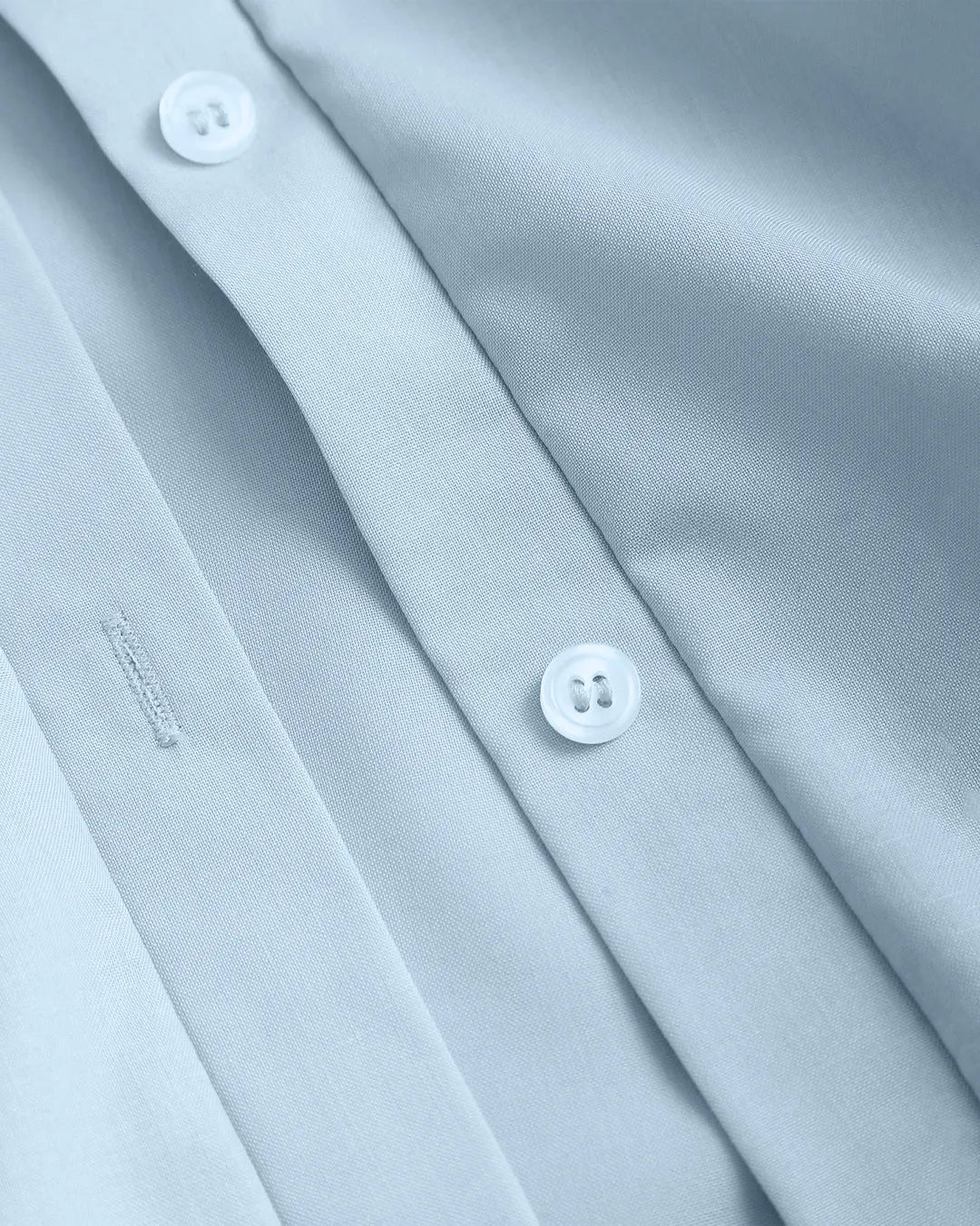 Sky Blue Ruched Shirt Dress with Long Sleeves - Image 3