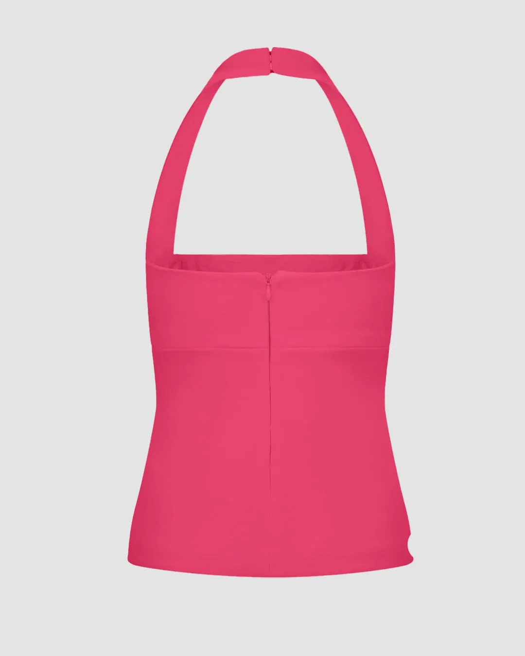 Sleek Fit Halter Neck Top In Hot Pink - Image 2