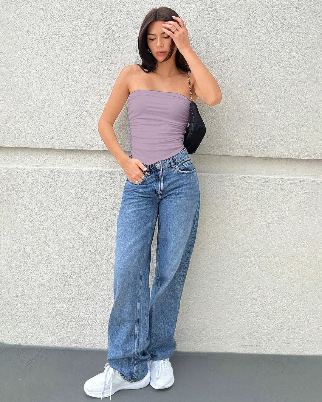 Sleek Fit Strapless Tube Top In Lilac - Image 2