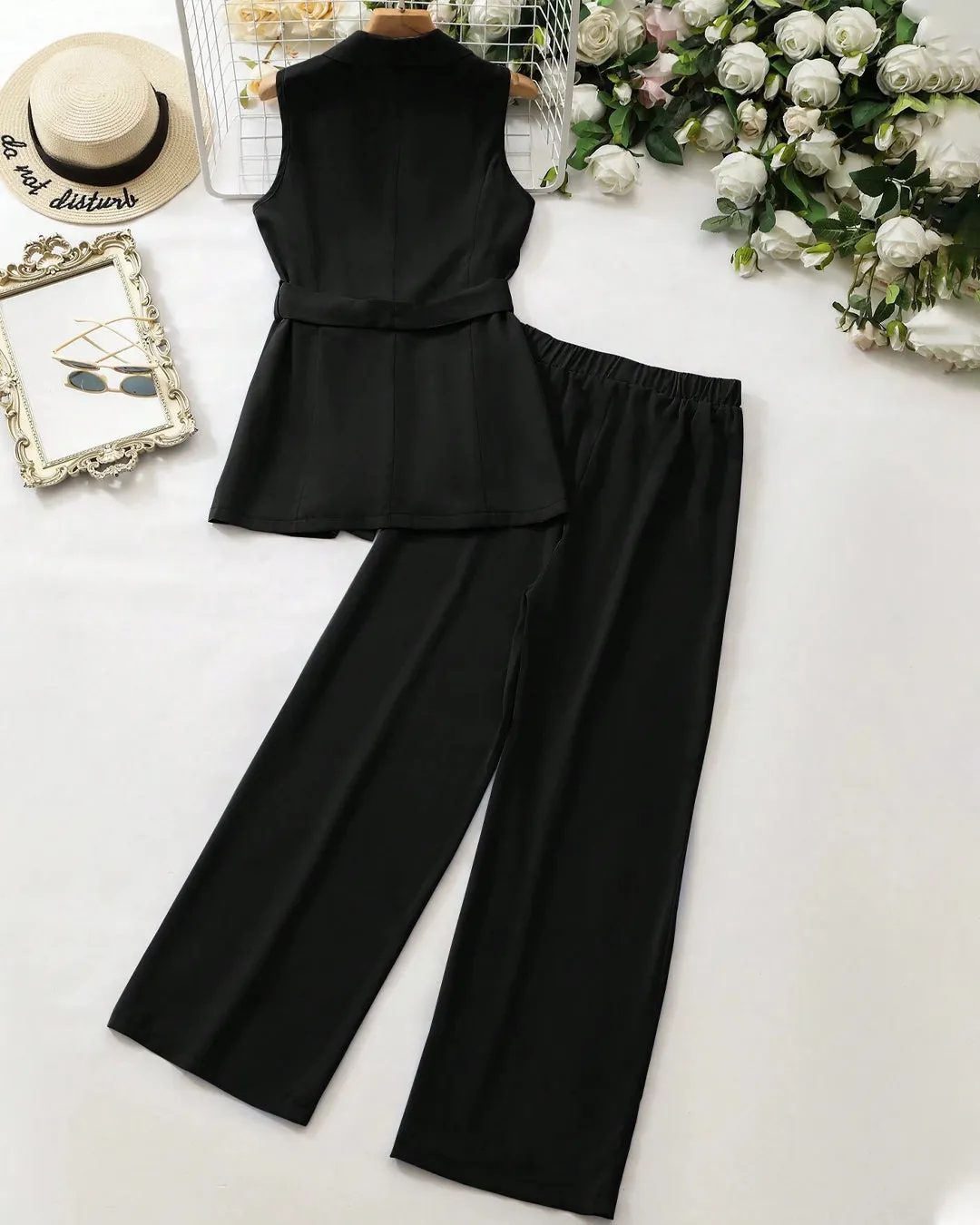 Sleeveless Black Vest & Trouser Co-Ord - Image 2