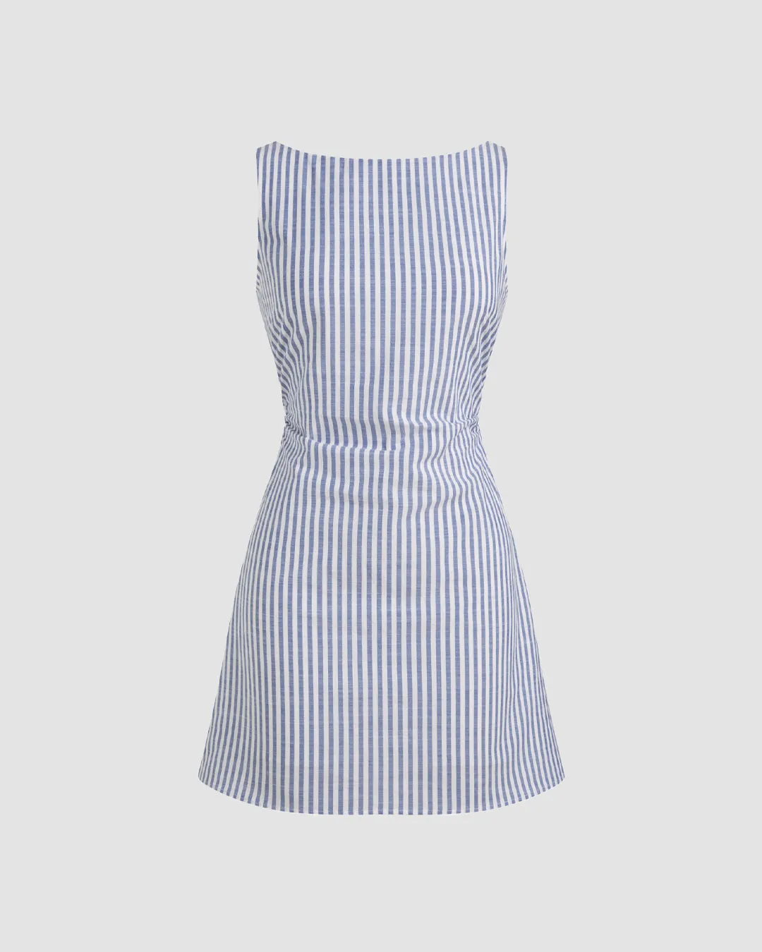 Sleeveless Blue Striped Bodycon Mini Dress for Women - Image 3