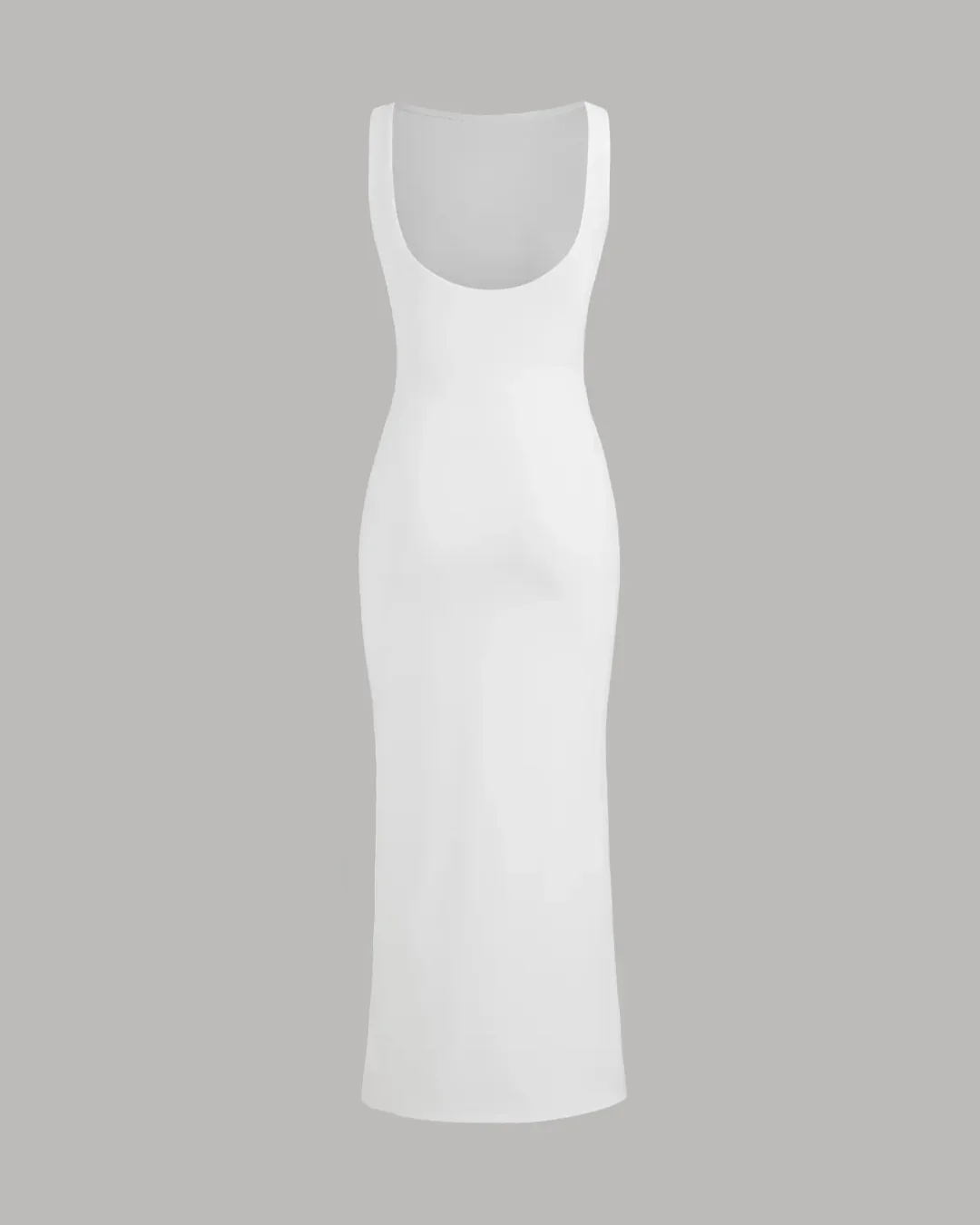 Slim Fit Boat Neck Maxi Dress in White - Image 3