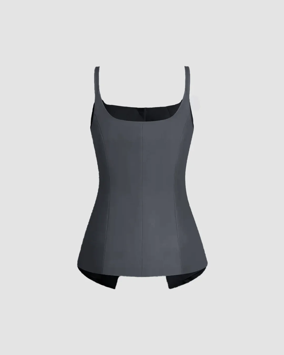Sleeveless Button Down Corset Style Top in Dark Grey - Image 2