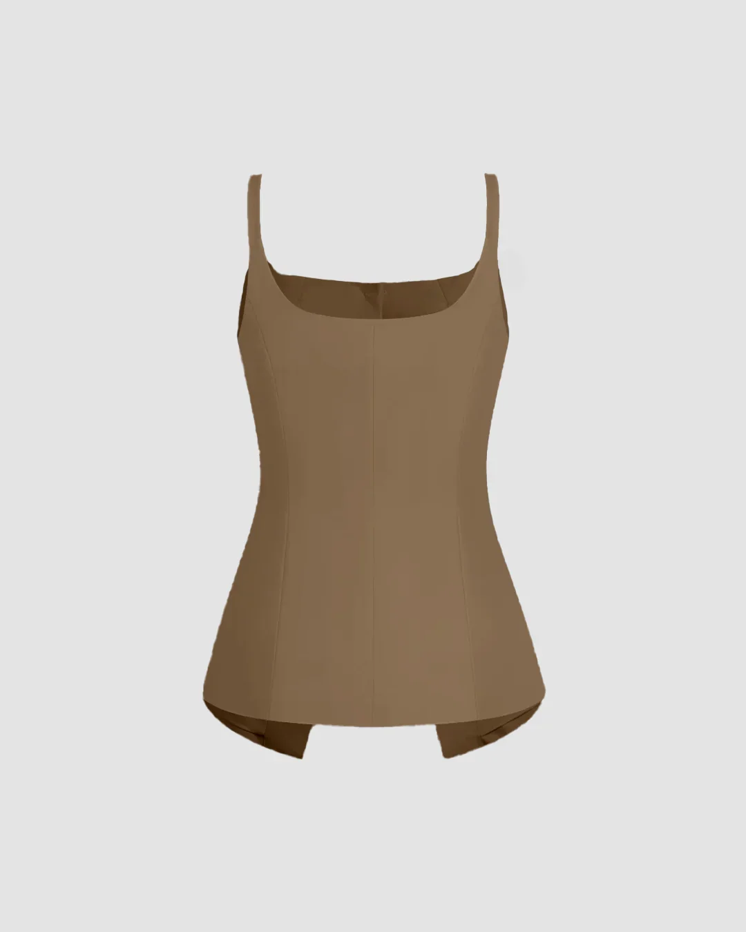 Sleeveless Button Down Corset Style Top in Mud Brown - Image 2