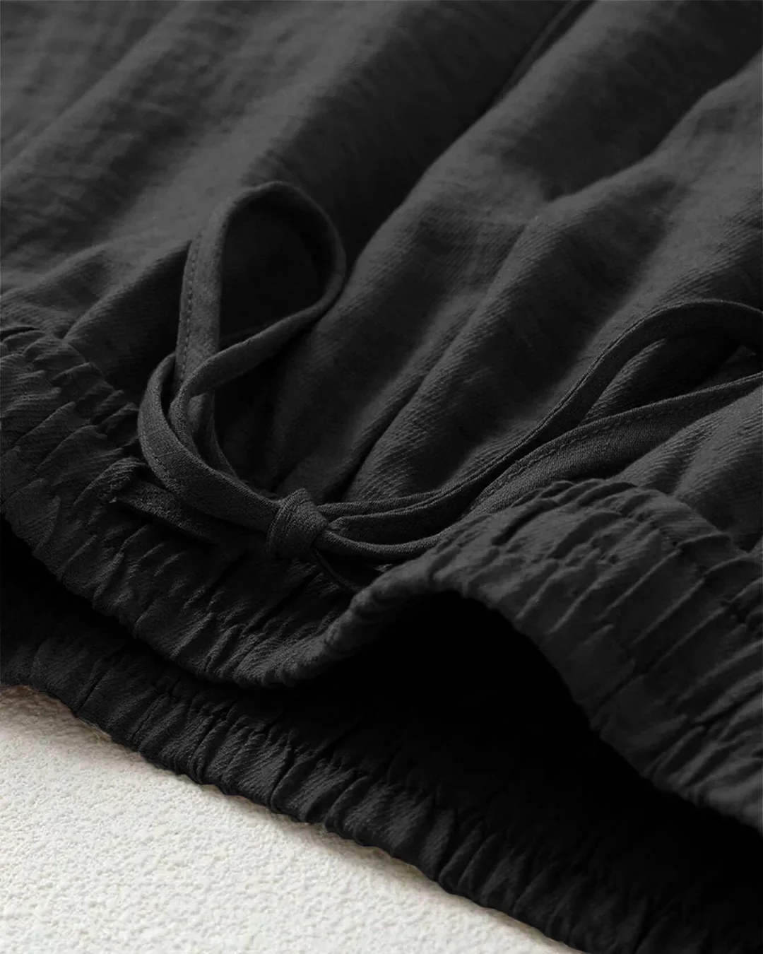 Sleeveless Button Vest & Relaxed Fit Trousers Set in Black - Image 3