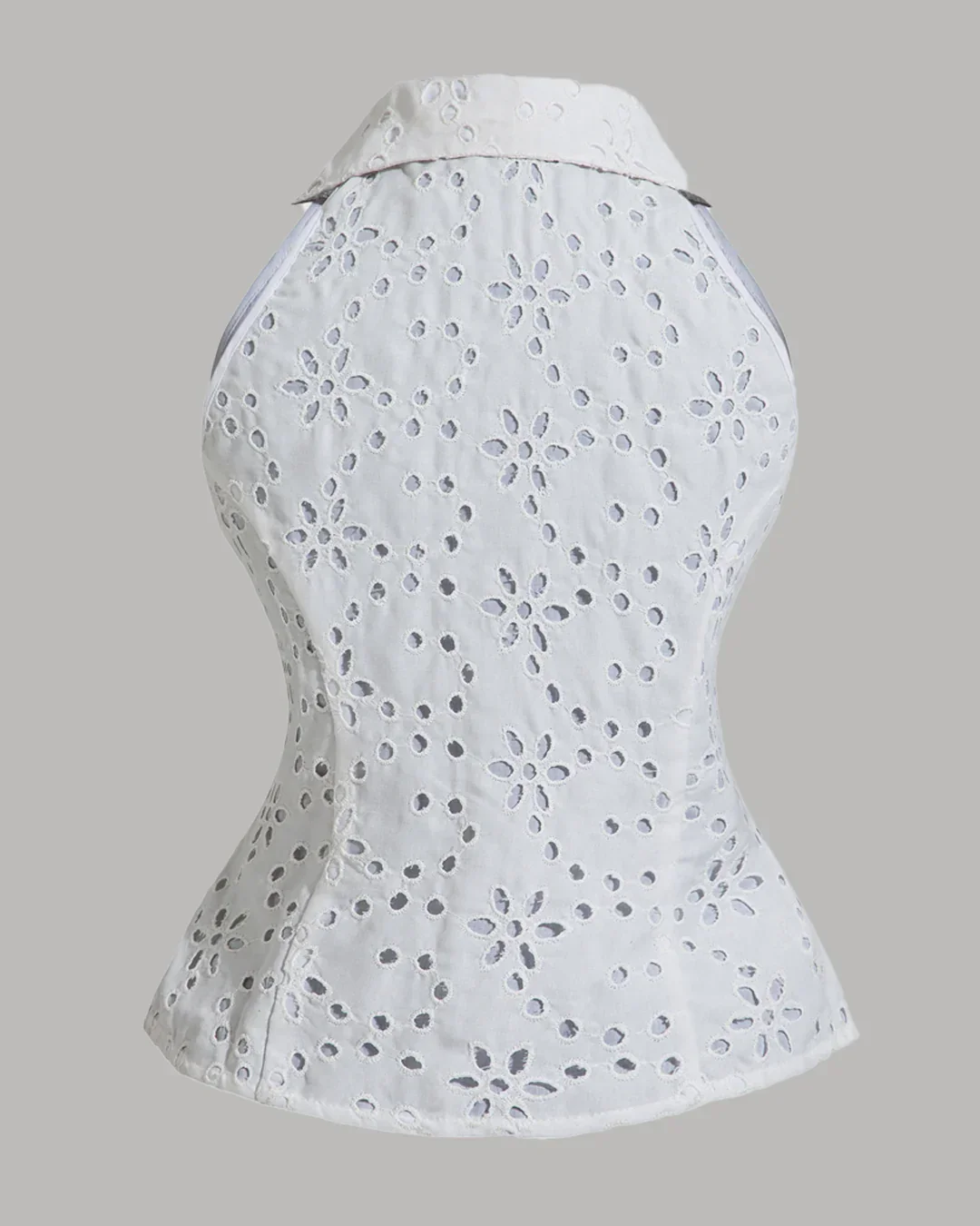 Sleeveless Collared Eyelet Button-Down Top - Image 2