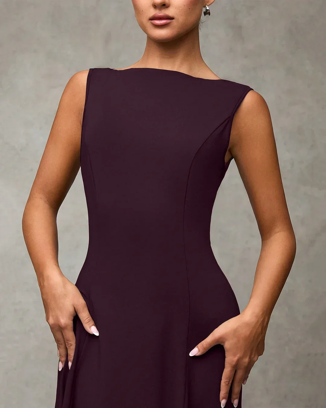 Sleeveless Fit and Flare Midi Dress in Purple - Image 2