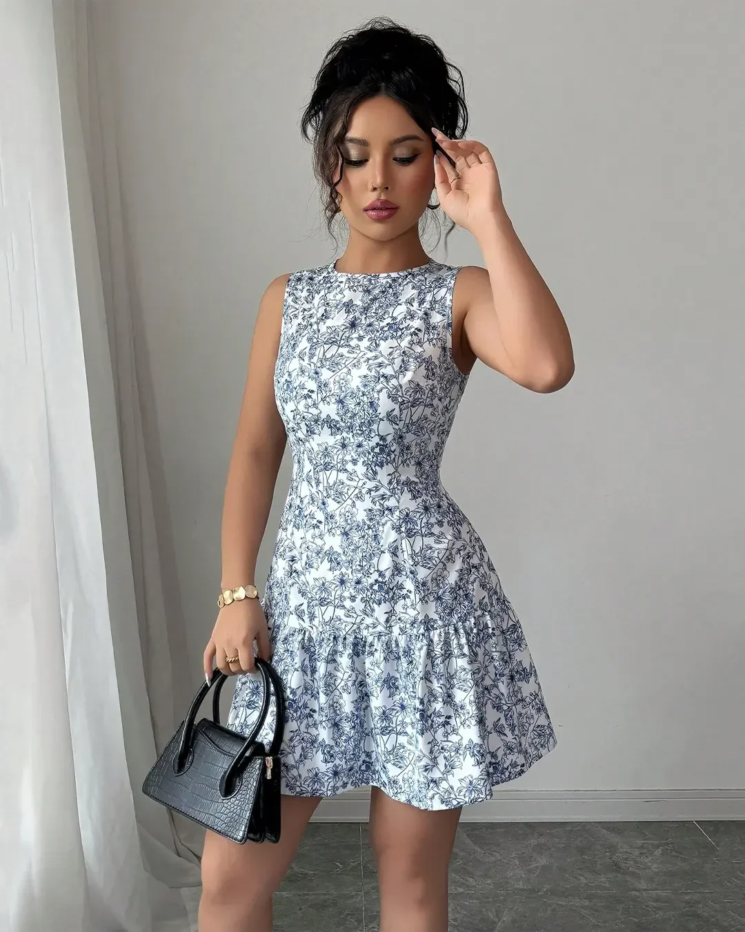 Sleeveless Floral Fit & Flare Mini Dress - Image 2