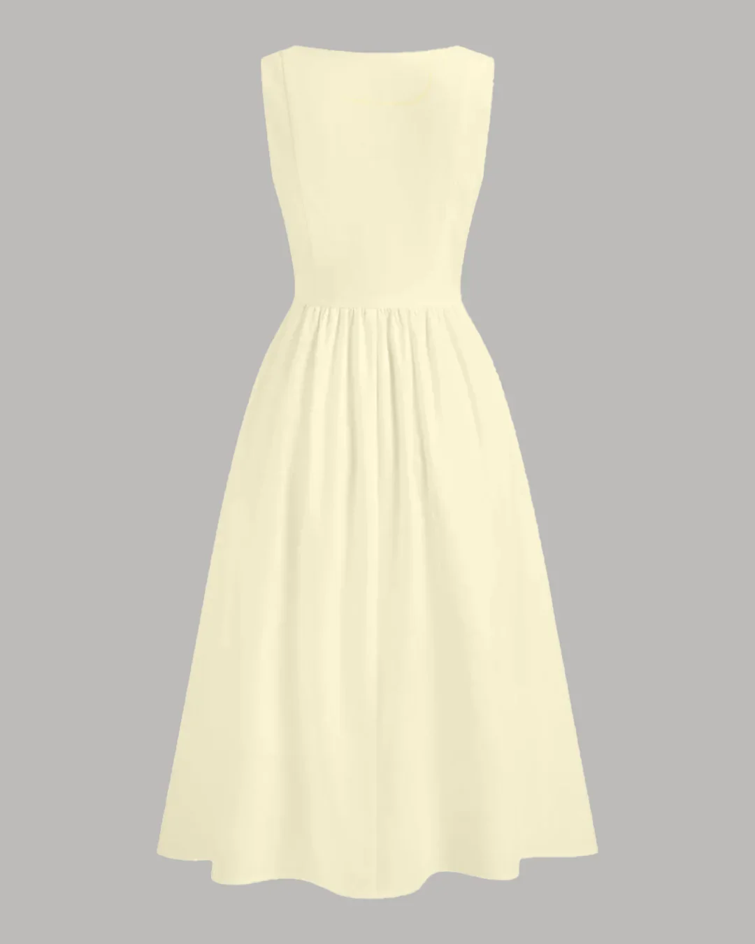 Sleeveless Square Neck A-Line Midi Dress in Vanilla - Image 2
