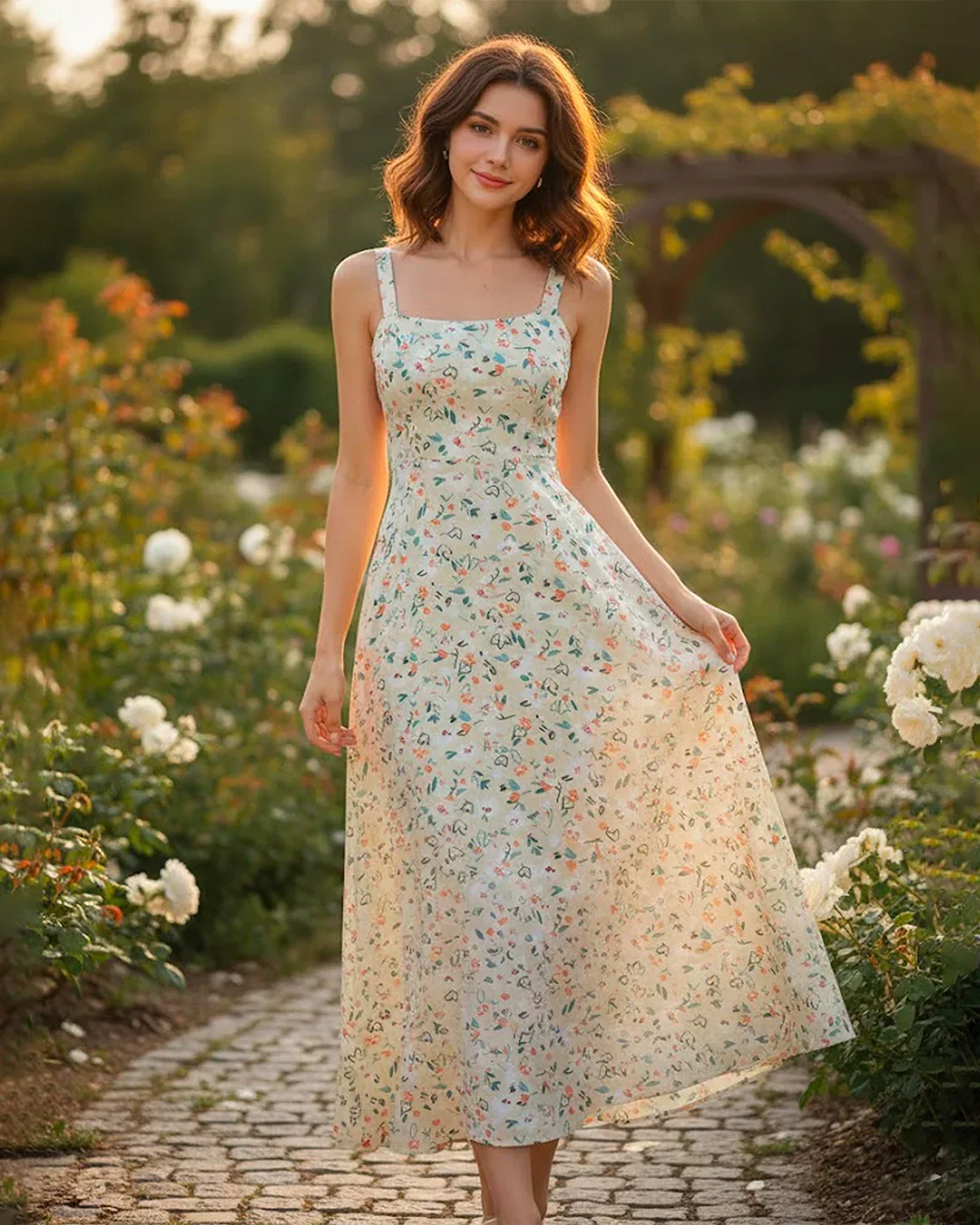 Sleeveless Square Neck Fit & Flare Floral Maxi Dress - Image 3