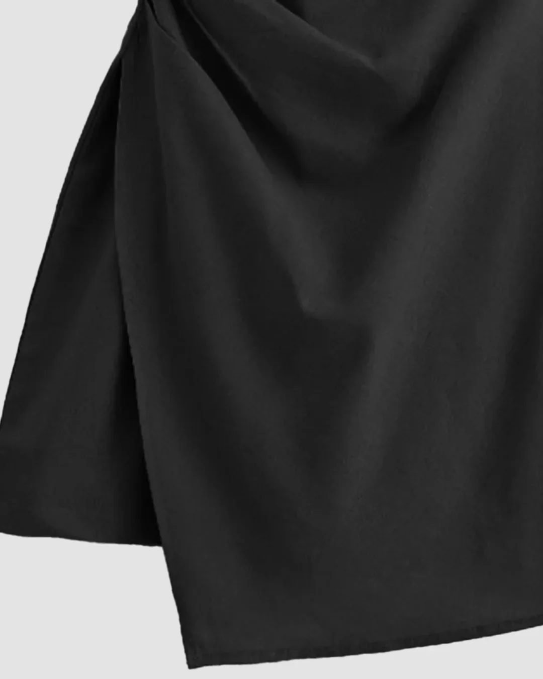 Sleeveless Square Neck Ruched Asymmetric Mini Dress in Black - Image 3